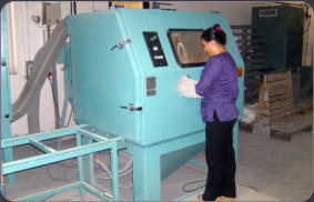 Sandstrahlen eien Glastr